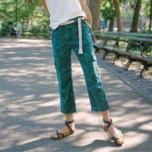 Anthropologie Teal Cropped Cargo Pants